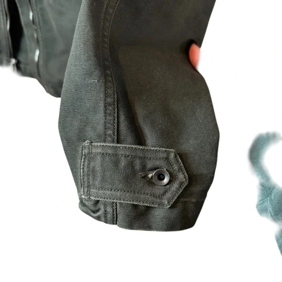 Baldwin Men's Dark Green Utility Cargo Zip Up Size L Made in USA Cotton Jacket - Picture 7 of 7